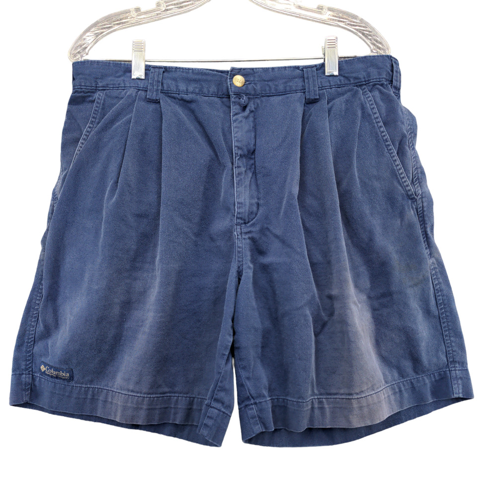 Columbia Mens Chino Shorts Blue Size 36 Slash Pockets Cotton